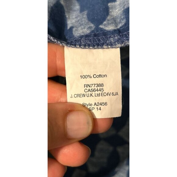 J.CREW The Indigo Tunic A-Line Top in Blue White Geometric Print Size XSmall/0 - Picture 8 of 8